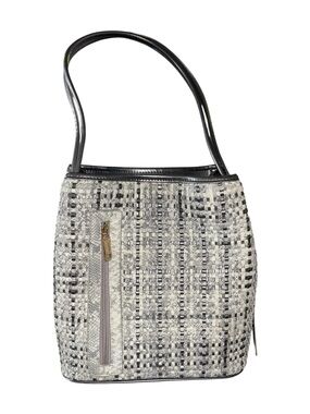 Samoe Woven Gray Textured Bucket Shoulder Bag